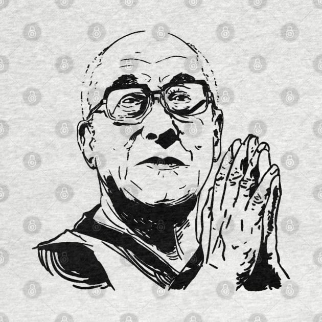 Dalai Lama XIV Praying by Issho Ni